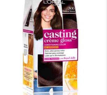 Loreal Paris Casting Creme Gloss Conditioning Color Darkest Brown 300 87.5g + 72ml + free 192.5 ml