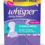 Whisper Daily Liners Clean and Fresh 40N