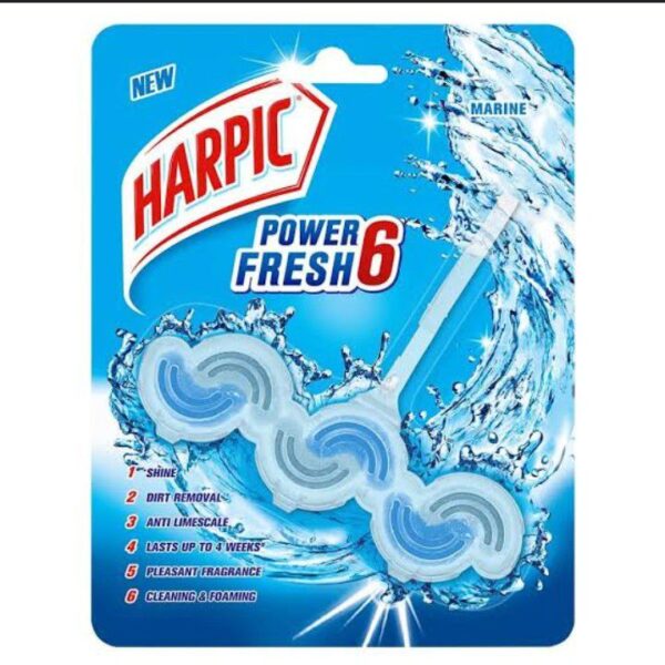 Harpic Power Fresh 6 Toilet Rim Block Marine 39 Gms