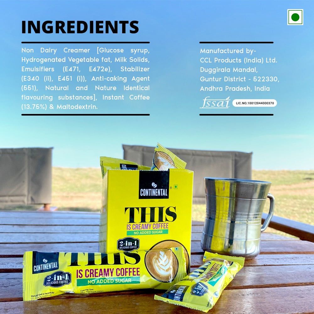 Continental Creamy No Added Sugar 2 in 1 Delicious Coffee 10N x 16g