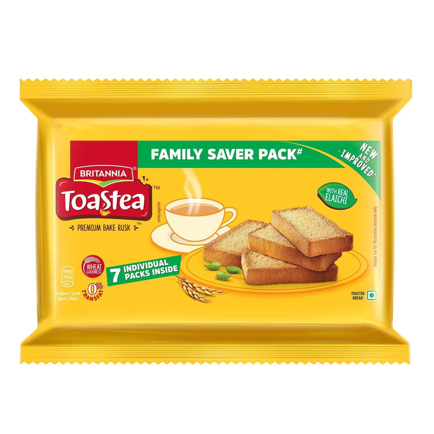 Britannia Toastea Premium Bake Rusk With Goodness Of Elaichi, Sooji & Wheat, 275 g