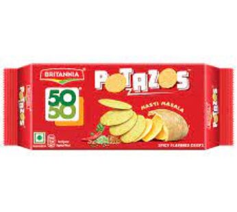Britannia 50-50 Potazos – Masti Masala, Spicy Flavoured Crips, Teatime Snack, 71.5 g