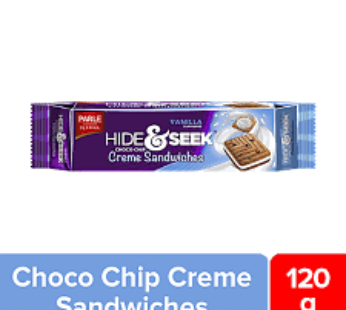 Parle Hide & Seek Choco Chip Creme Sandwiches Vanilla Flavoured 120G