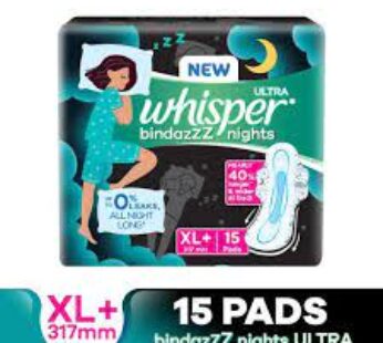 Whisper Ultra Overnight Sanitary Pads – XL+ 15N