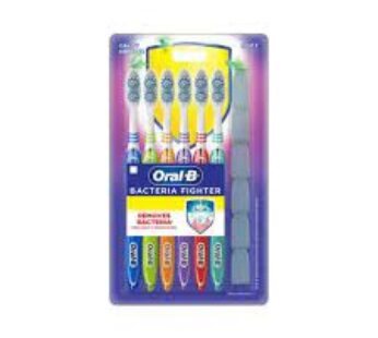 Oral-B Bacterial Fighter Manual Tooth Brush – Cavity Defense, Unique Cup Shaped Soft Bristles, 6 pcs