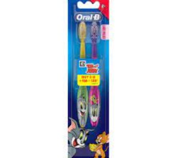 Oral B Kids Toothbrush, Tom & Jerry, Extra soft bristles and easy to hold handle (Age 2+) Pack of 2