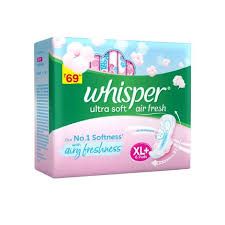 Whisper Ultra Soft Air Fresh Sanitary Pads -XL+ 6N